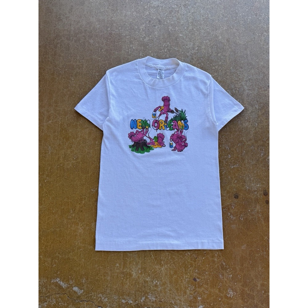 VTG 90s 80s Lobsters Paint New Orleans Art T-Shirt Small Single Stitch